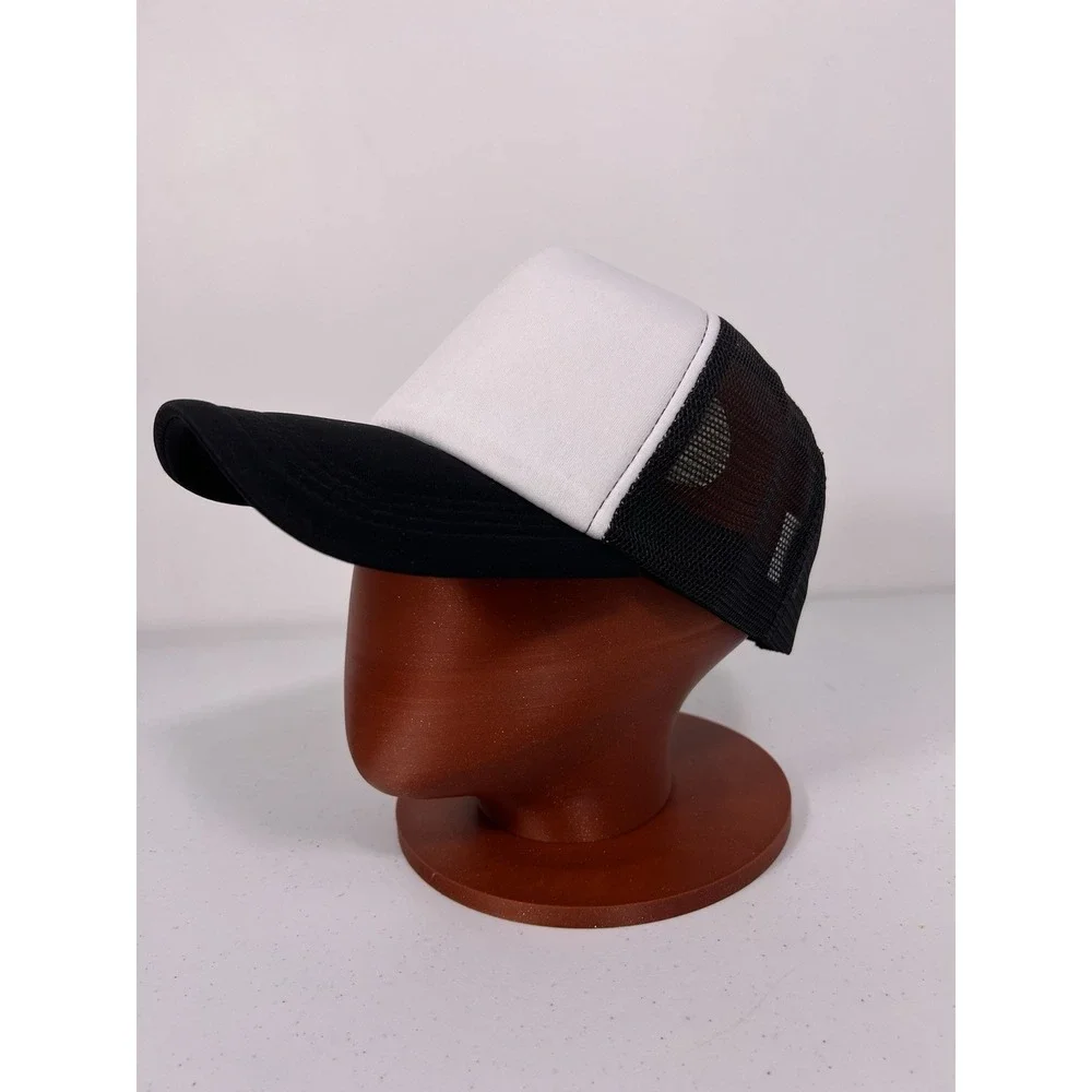 Custom Made Trucker Hat with your logo Mesh Snap back caps NEW  White and‎ Black